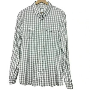 Duluth Untucked Gray Checkered Long Sleeve Button Down Standard Fit Size Medium